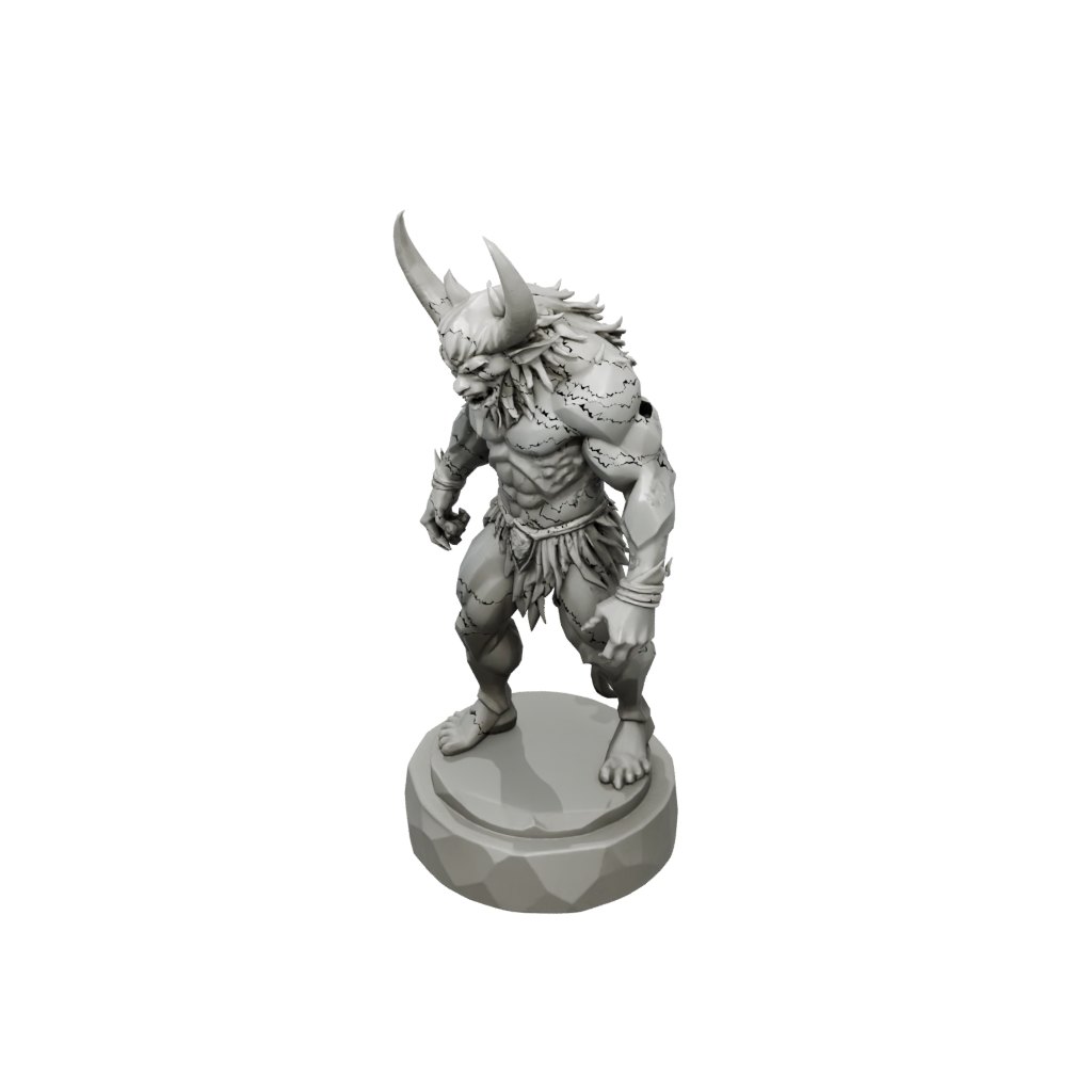 Low-Poly Relief Oni Demon