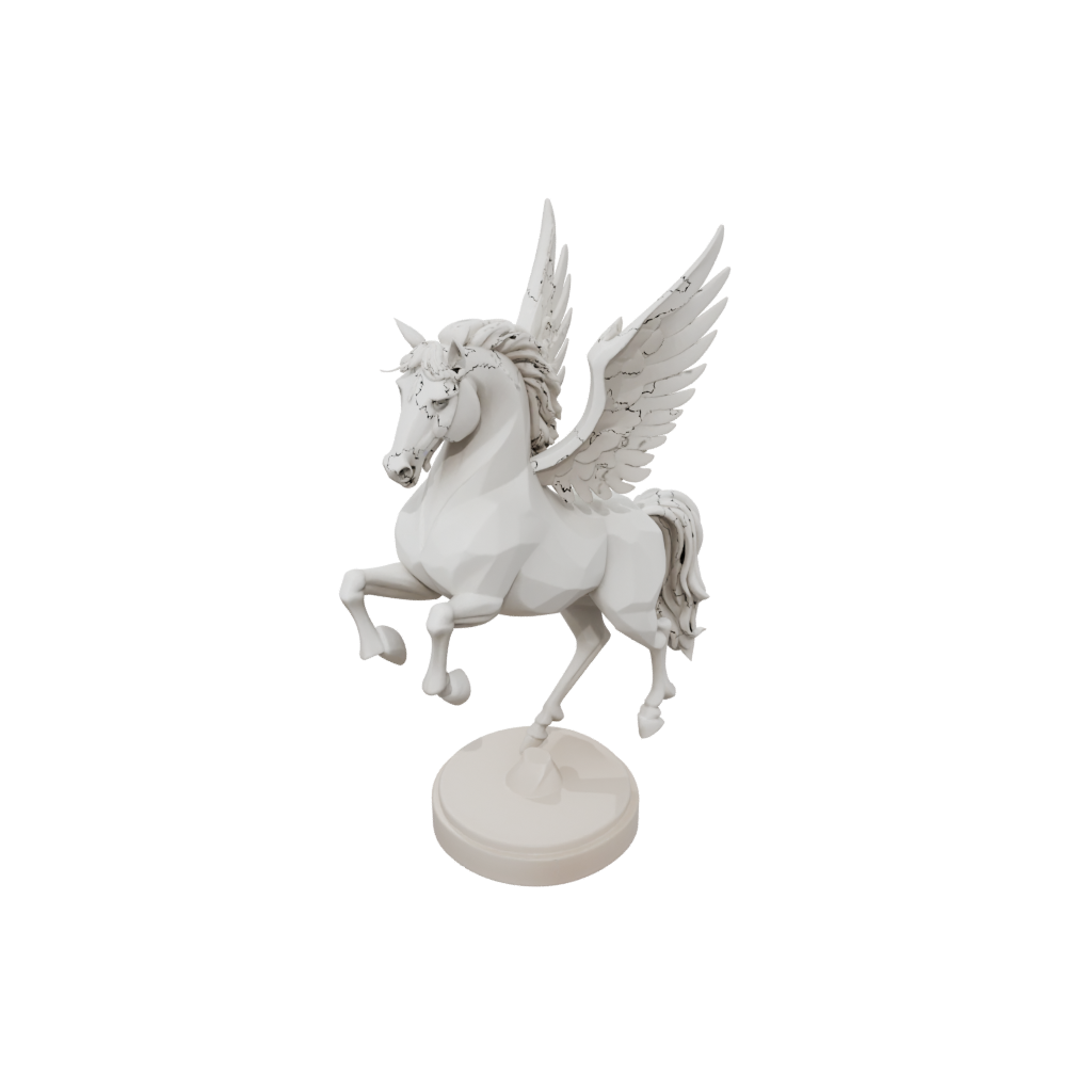 Low-Poly Relief Pegasus Rearing