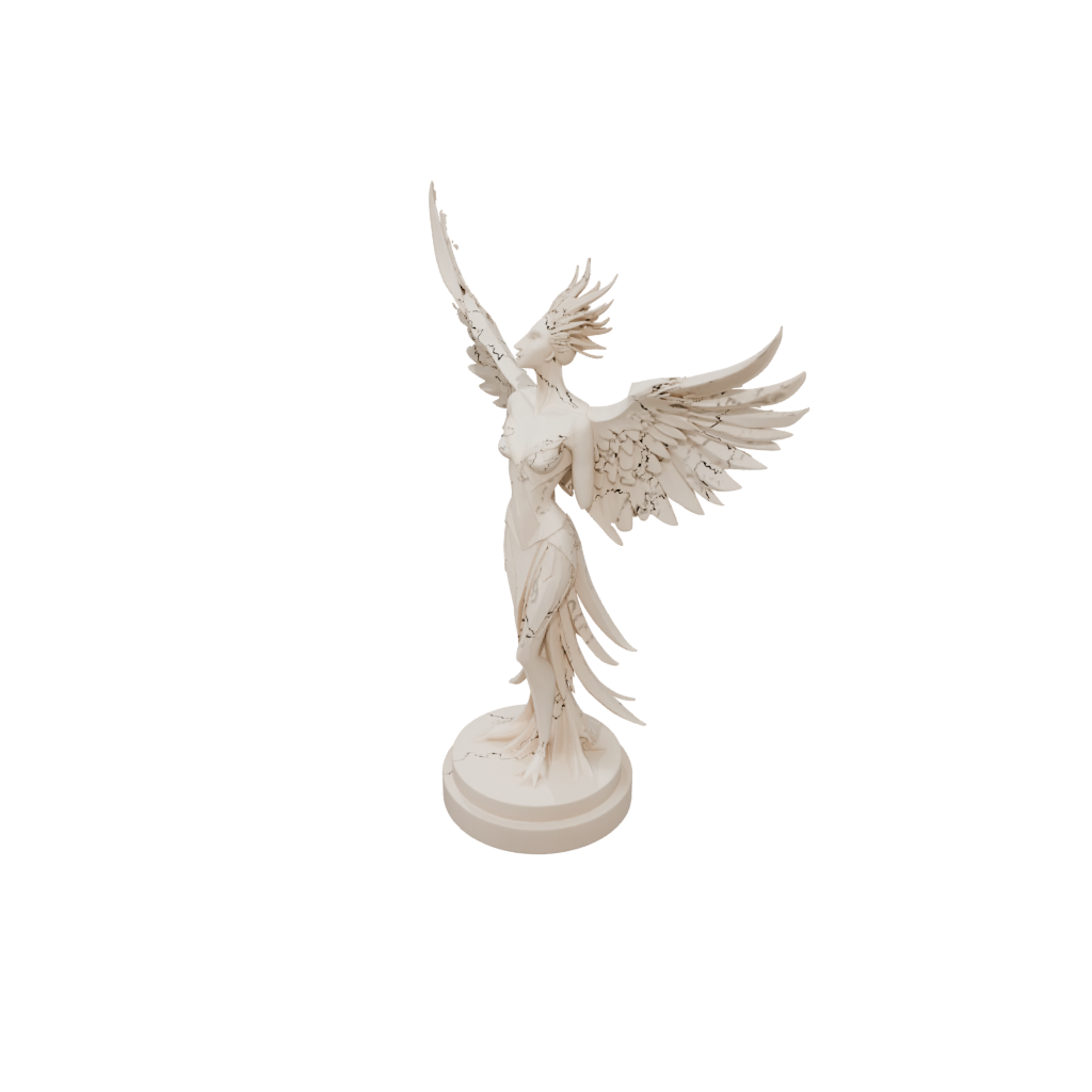 Low-Poly Relief Phoenix Rising Sculpture