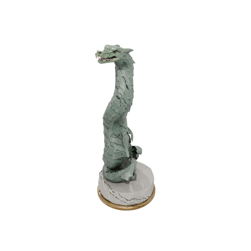 Low-Poly Relief Sea Serpent Coiled Upright