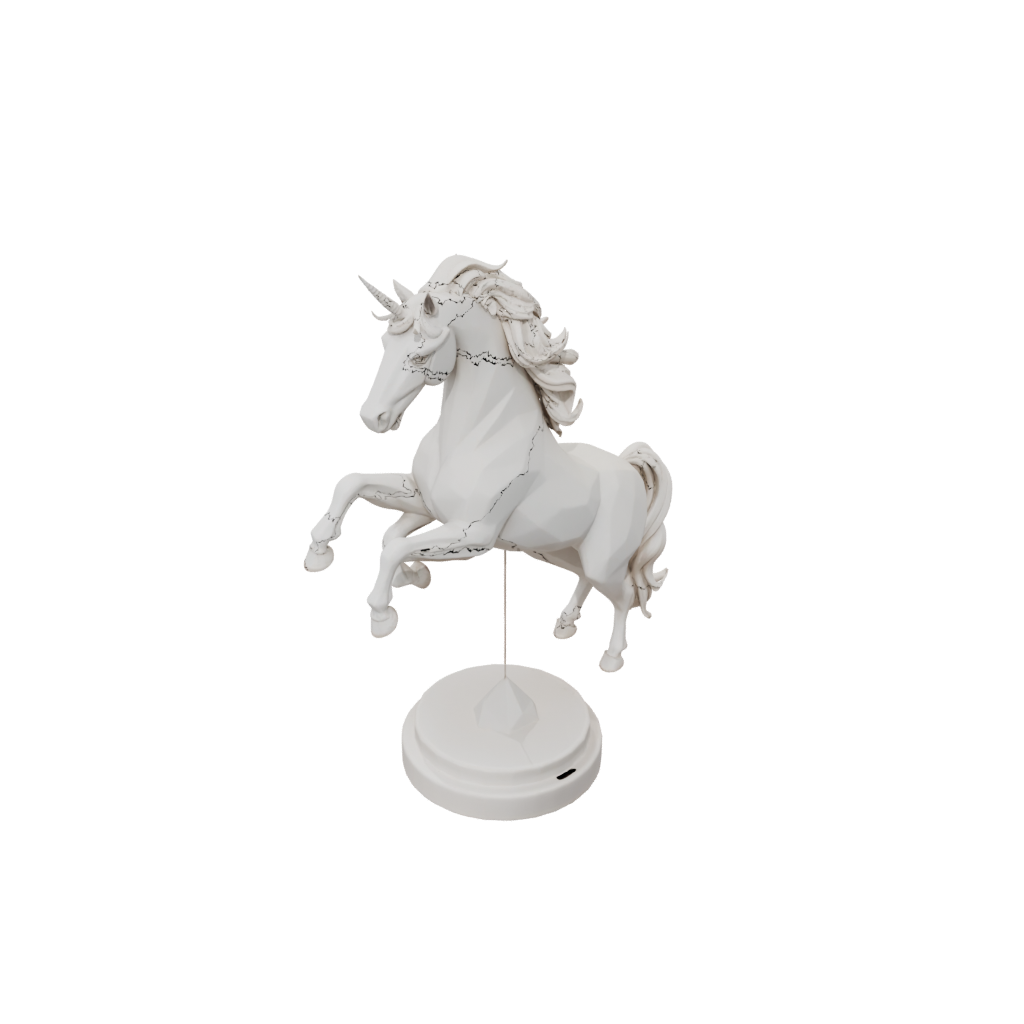 Low-Poly Relief Unicorn Rearing Figure