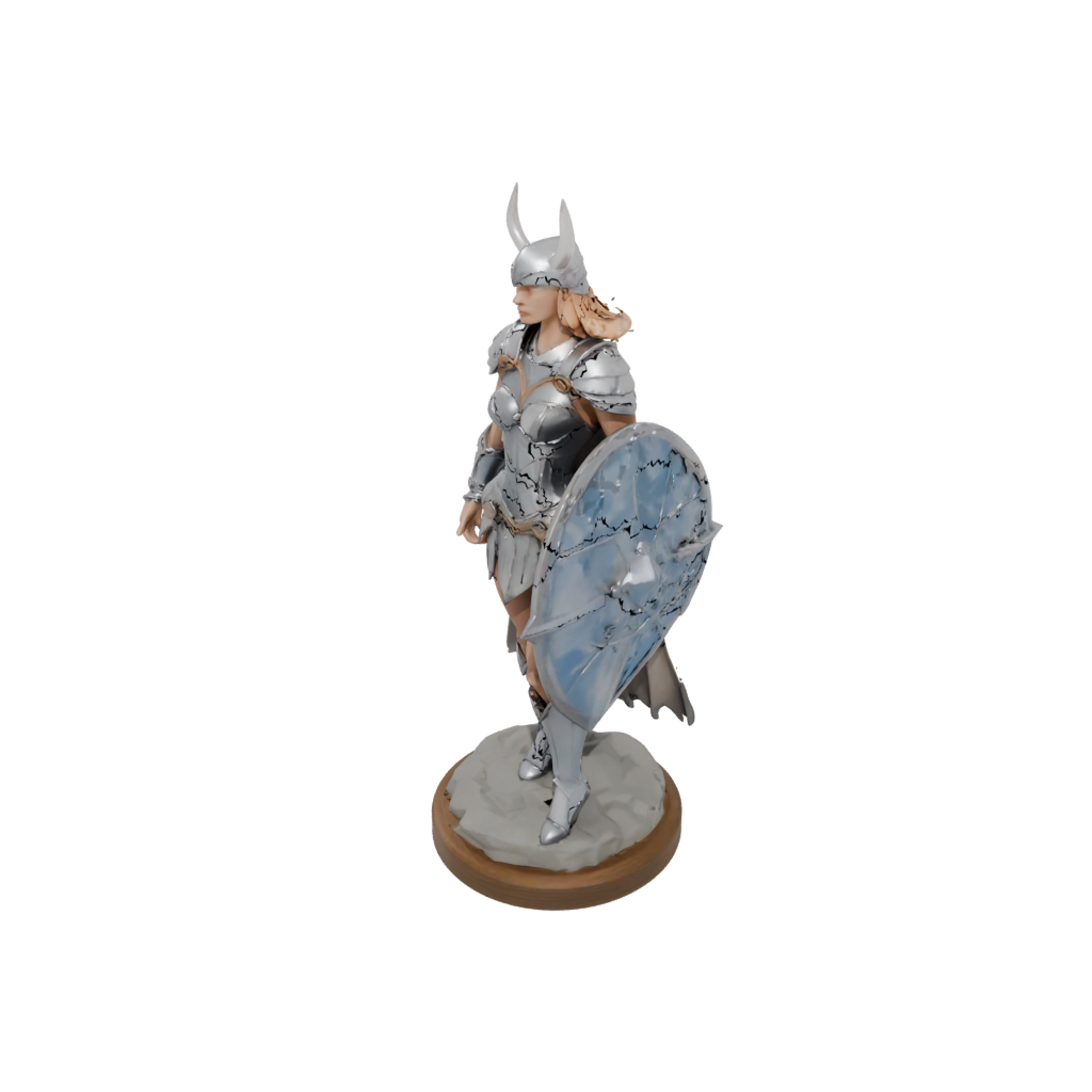 Low-Poly Relief Valkyrie Warrior Figure