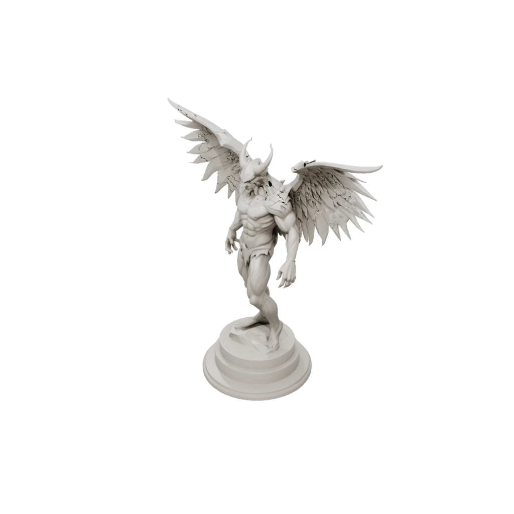 Low-Poly Relief Winged Demon Lord