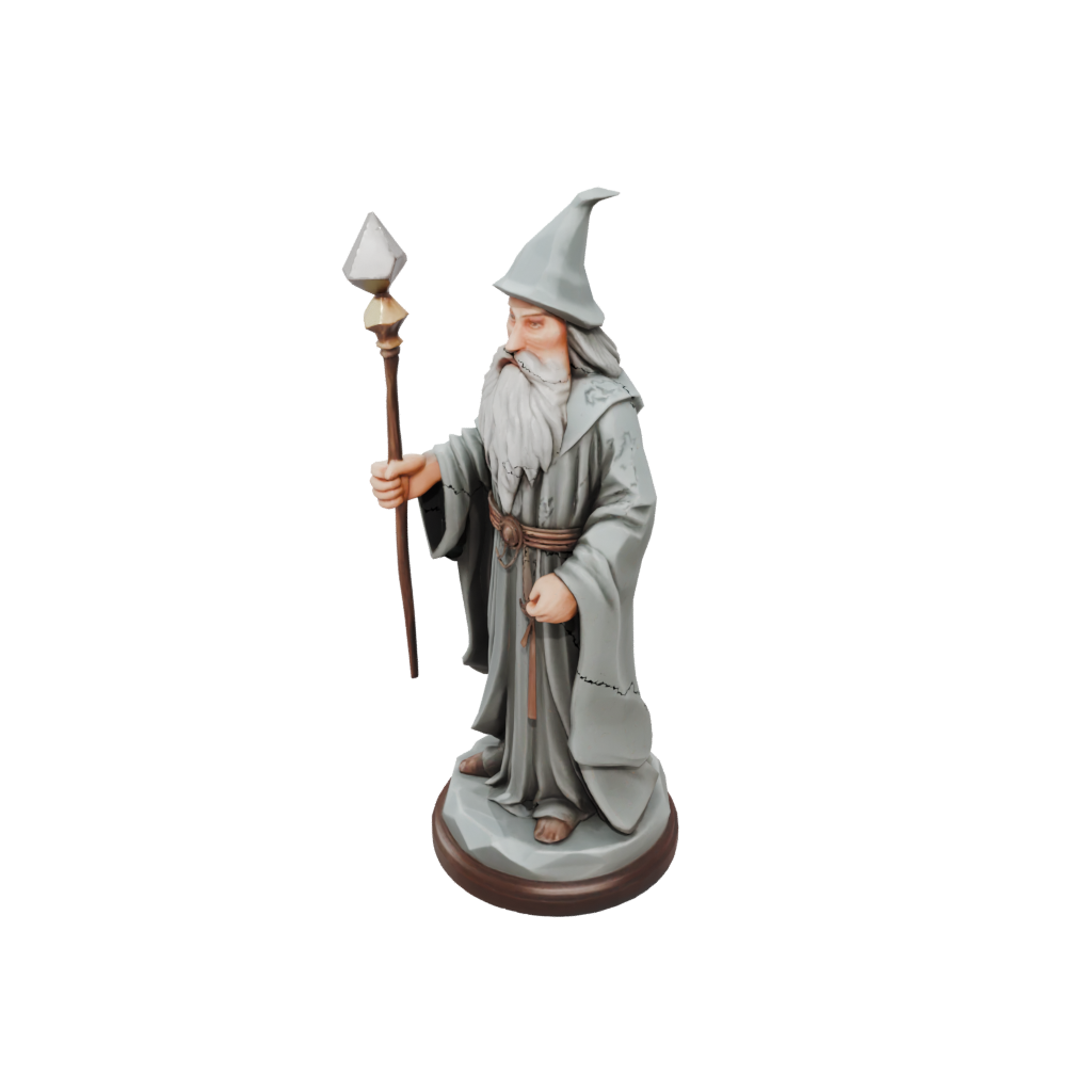 Low-Poly Relief Wise Wizard Figure