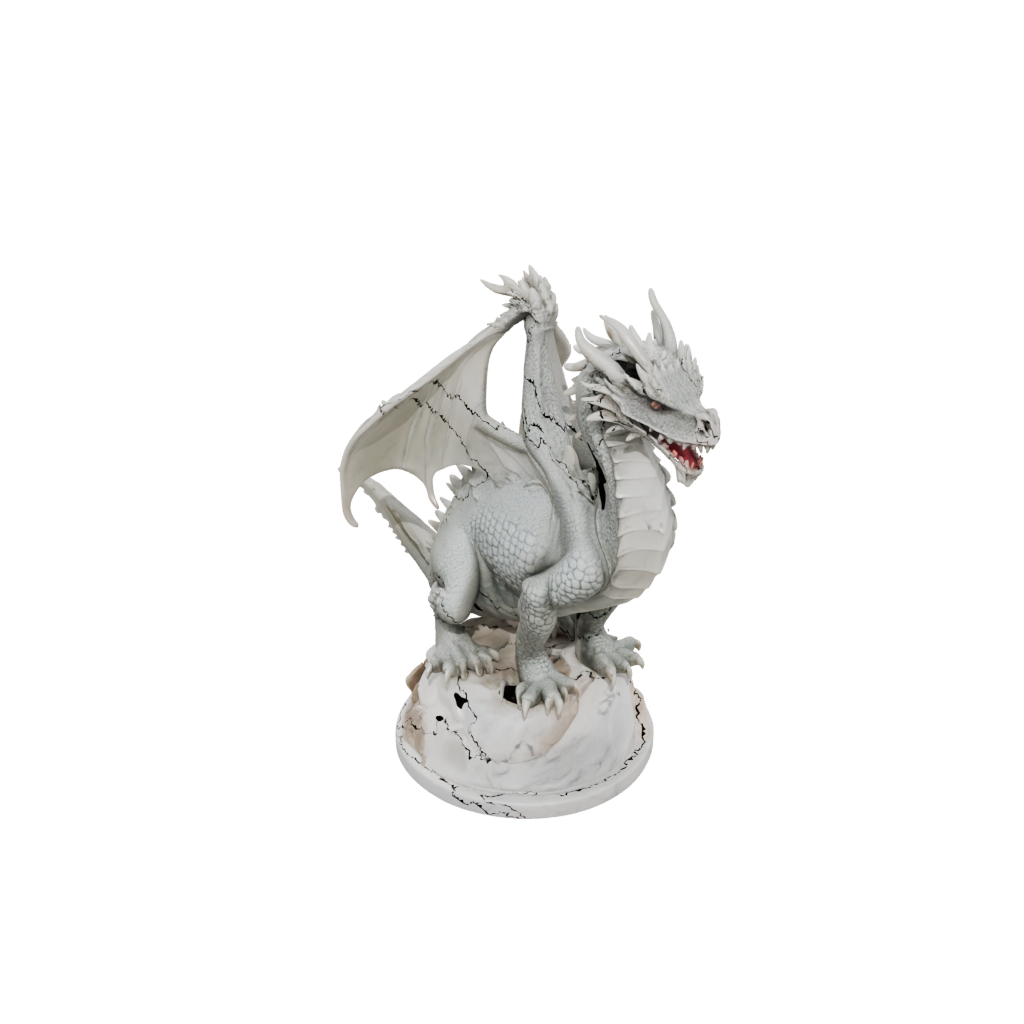 Marble Bust Ancient Dragon Perched On Rocks