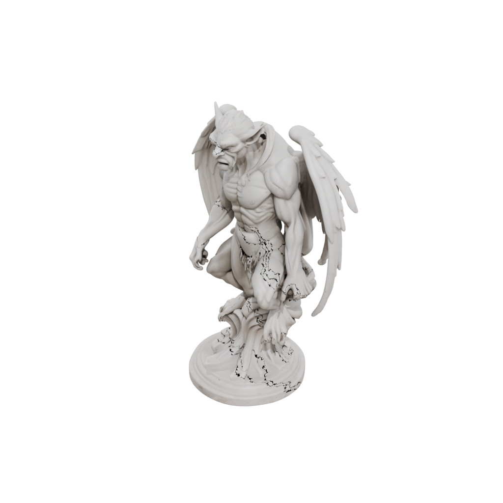 Marble Bust Gargoyle On Pedestal