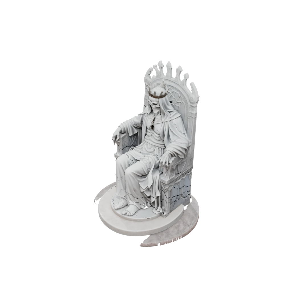 Marble Bust Lich On Throne