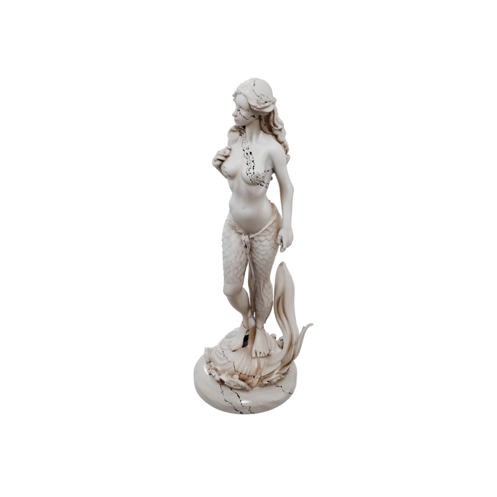 Marble Bust Mermaid On A Rock