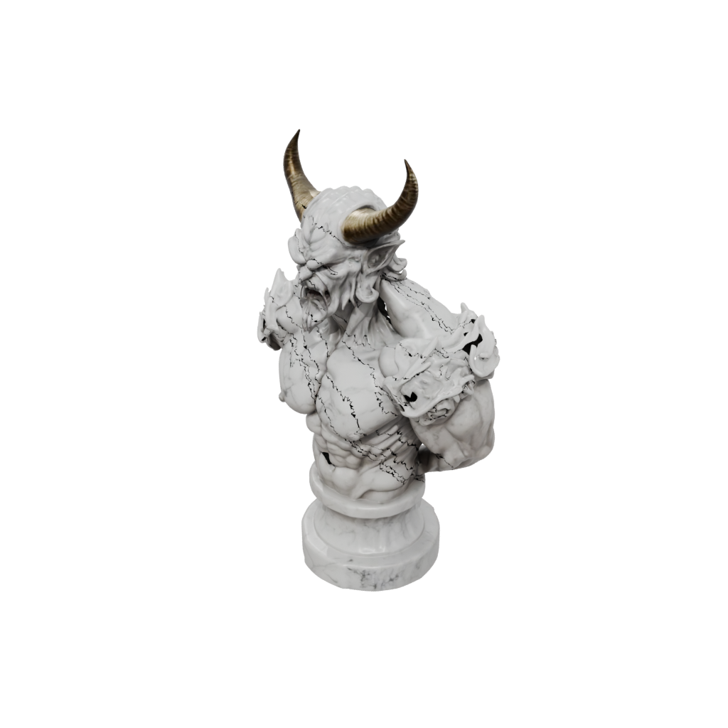 Marble Bust Oni Demon