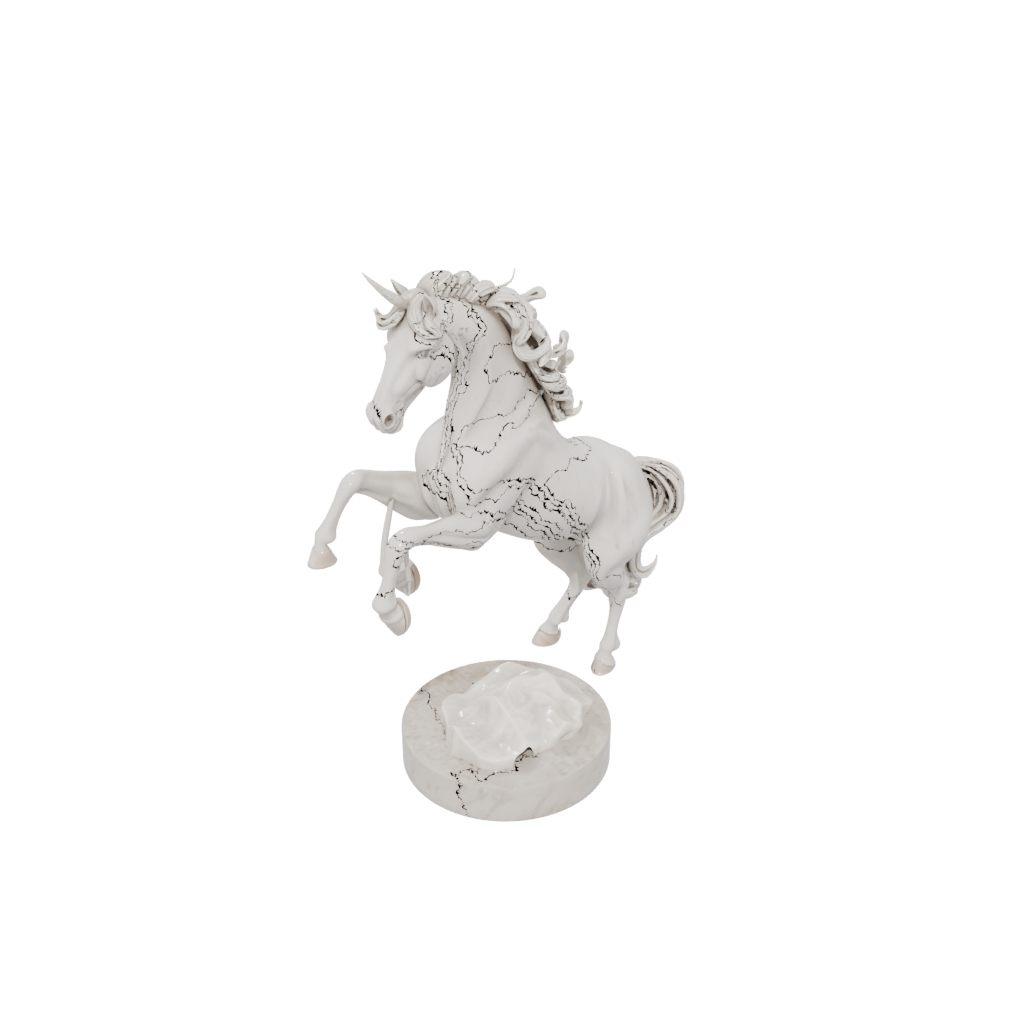Marble Bust Unicorn Rearing Figure
