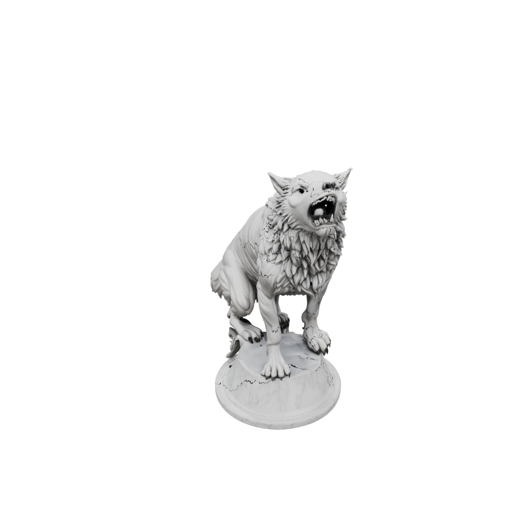 Marble Bust Werewolf Mid-Howl