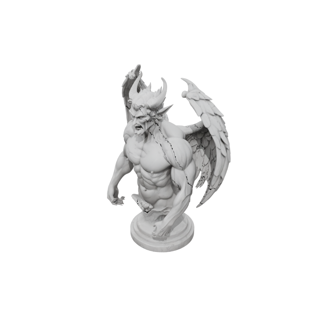 Marble Bust Winged Demon Lord