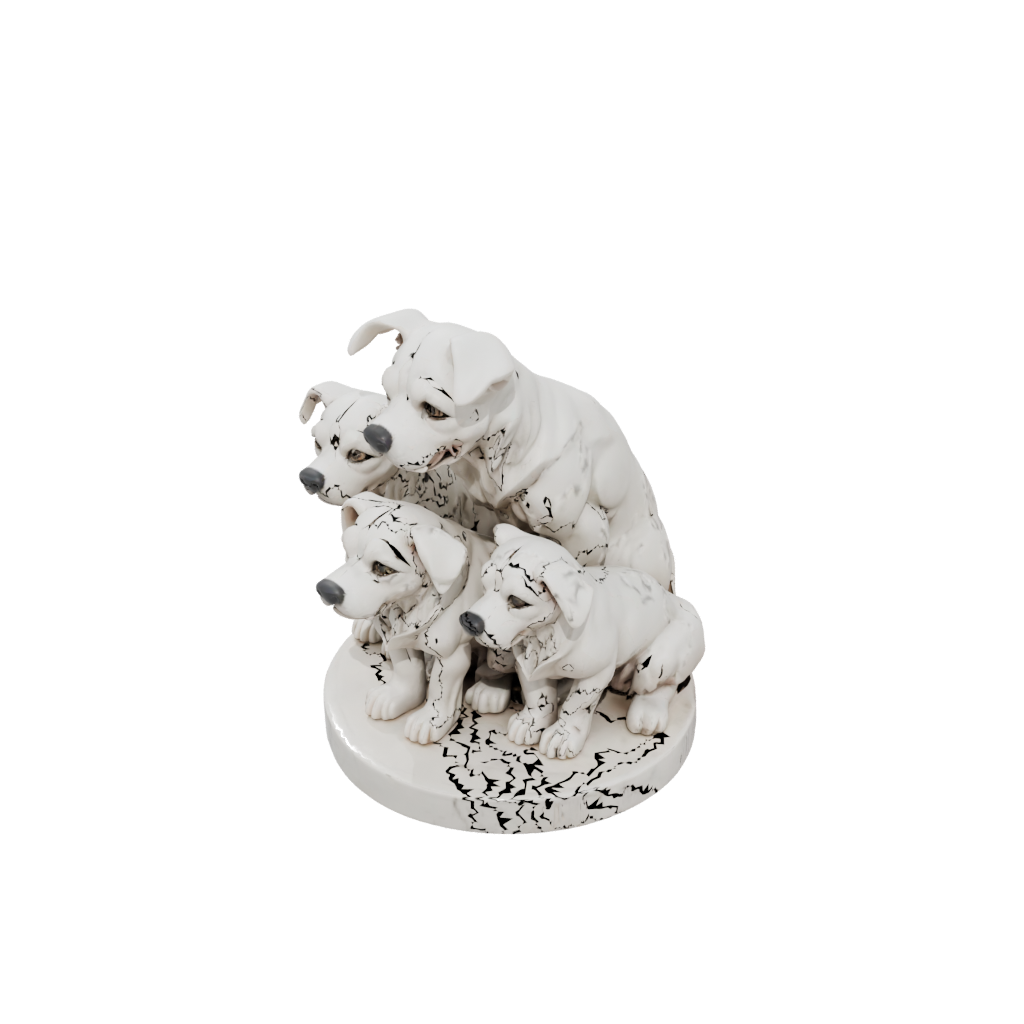 Marble Chibi Cerberus Three-Headed Hound