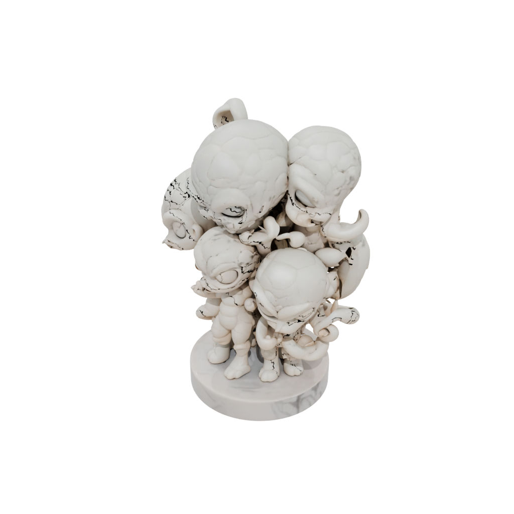 Marble Chibi Hydra Multi-Headed