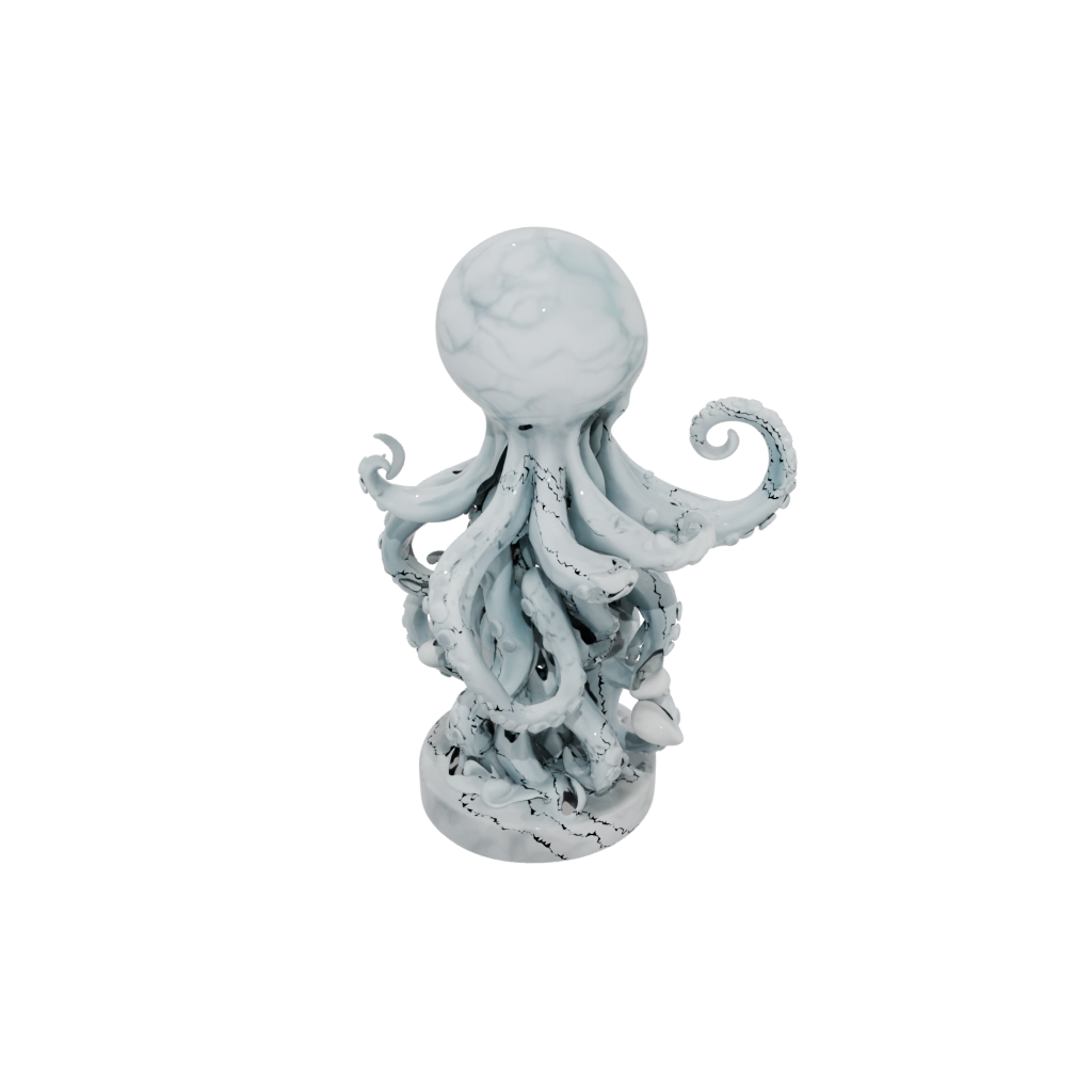 Marble Chibi Kraken Tentacle Sculpture