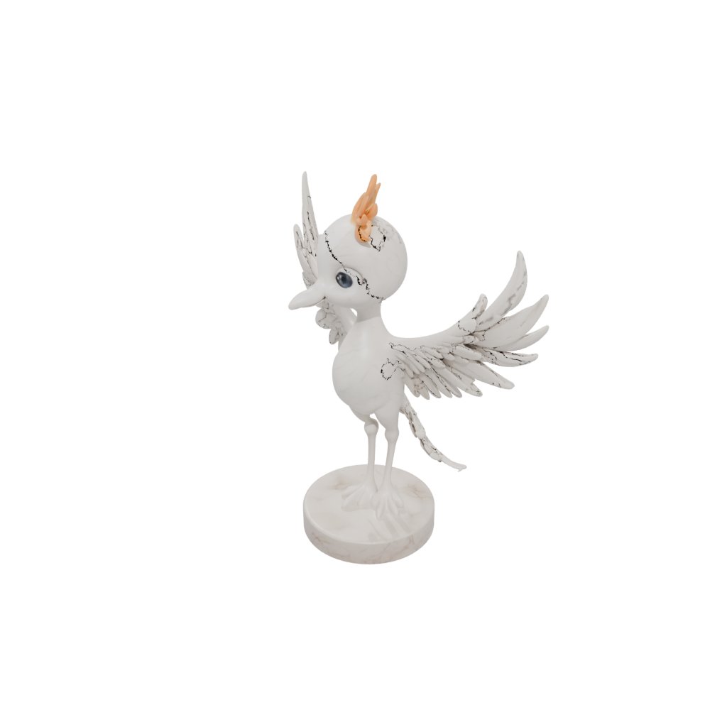 Marble Chibi Phoenix Rising Sculpture
