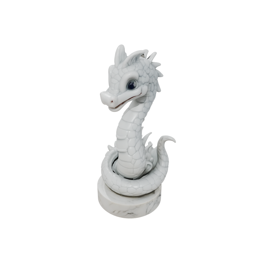 Marble Chibi Sea Serpent Coiled Upright