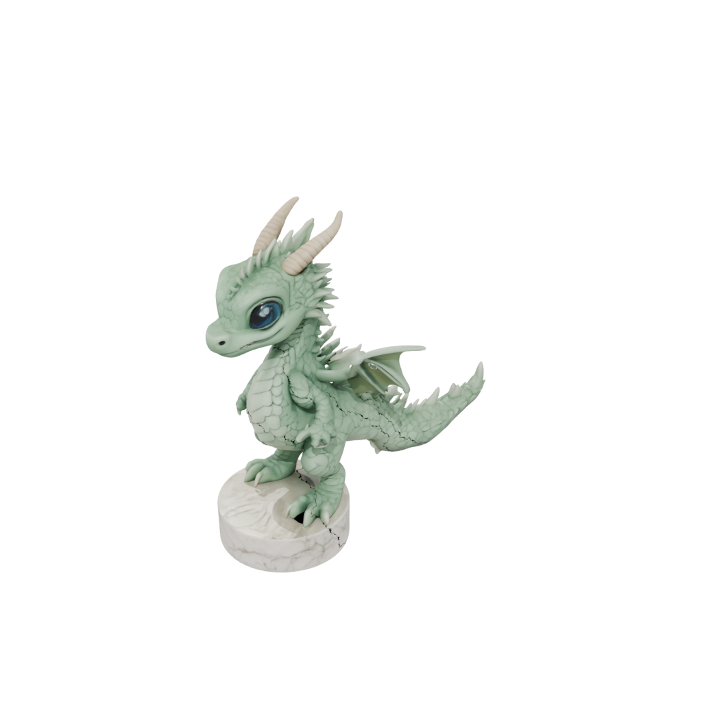 Marble Chibi Swamp Dragon