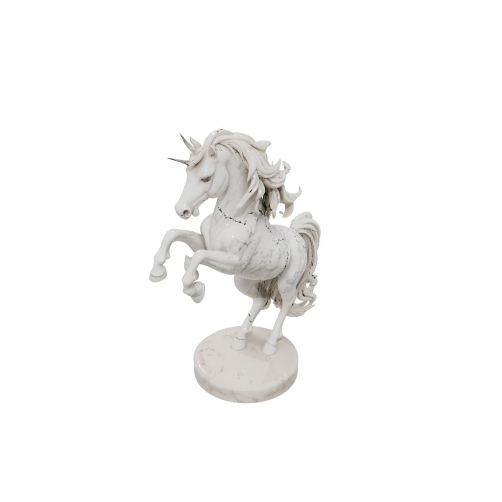 Marble Chibi Unicorn Rearing Figure