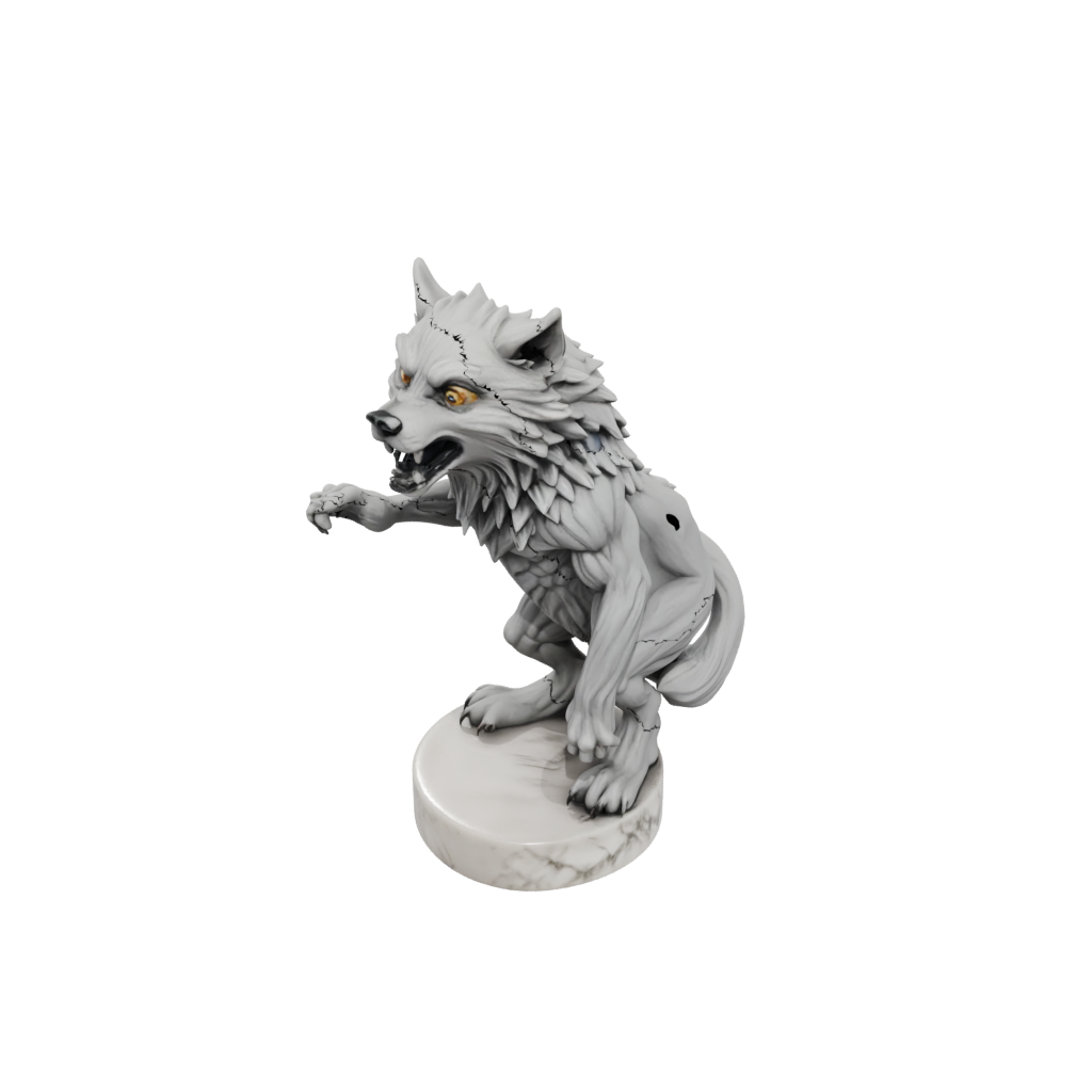 Marble Chibi Werewolf Mid-Howl