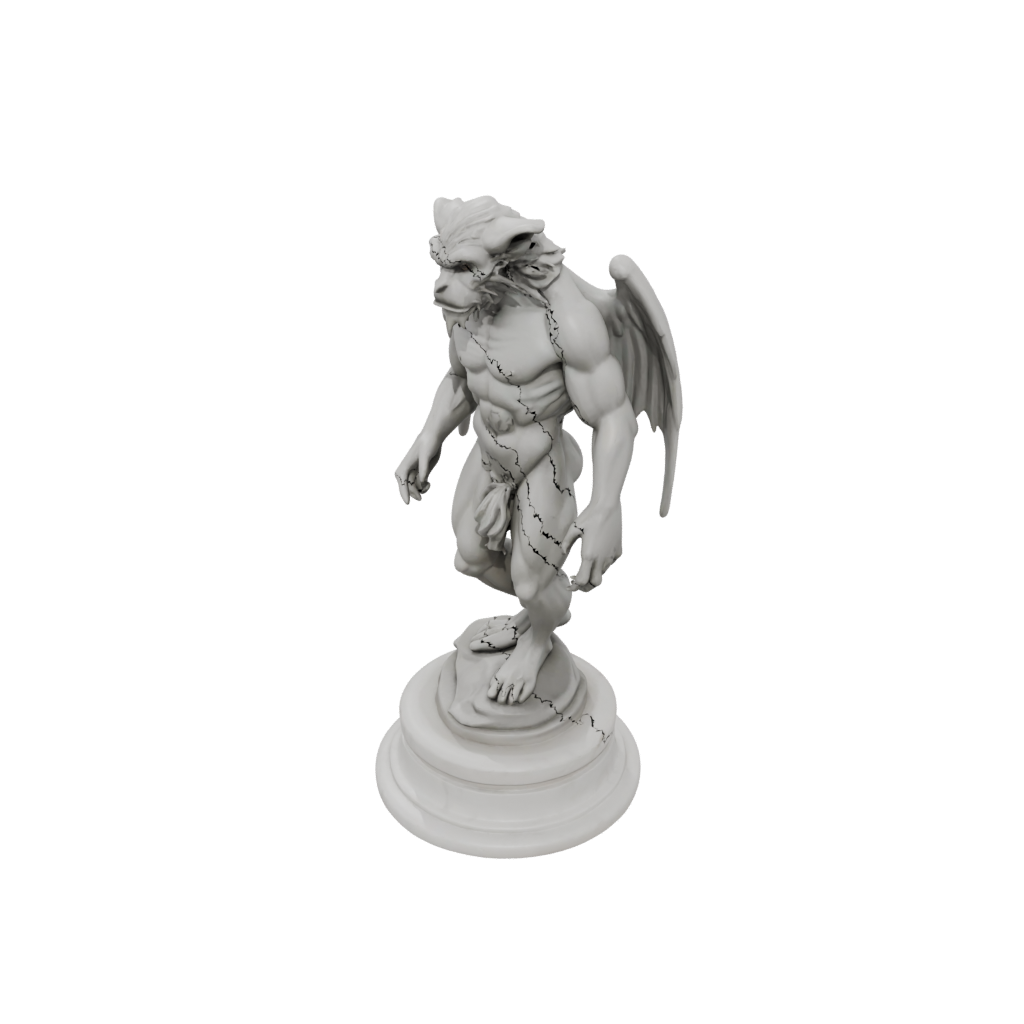 Marble Scene Gargoyle On Pedestal