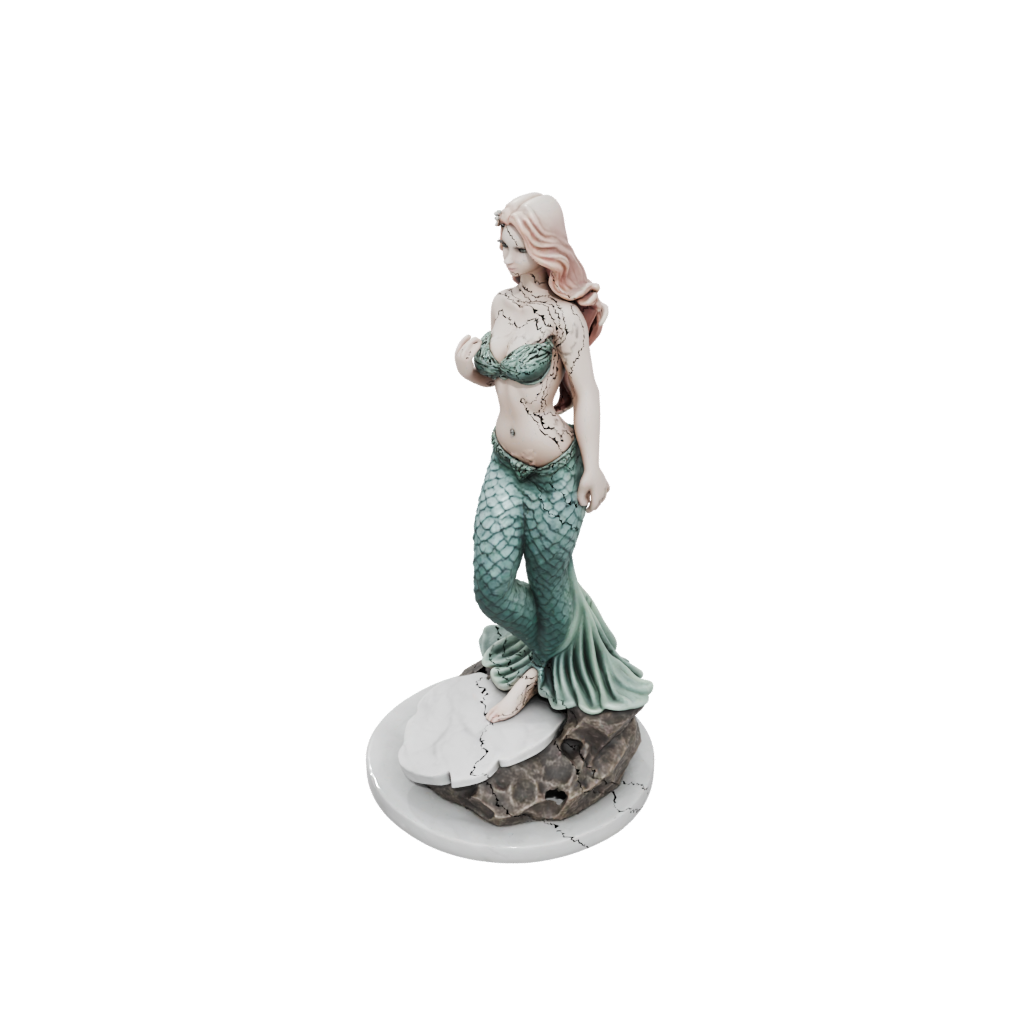 Marble Scene Mermaid On A Rock