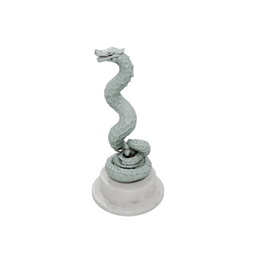 Marble Scene Sea Serpent Coiled Upright