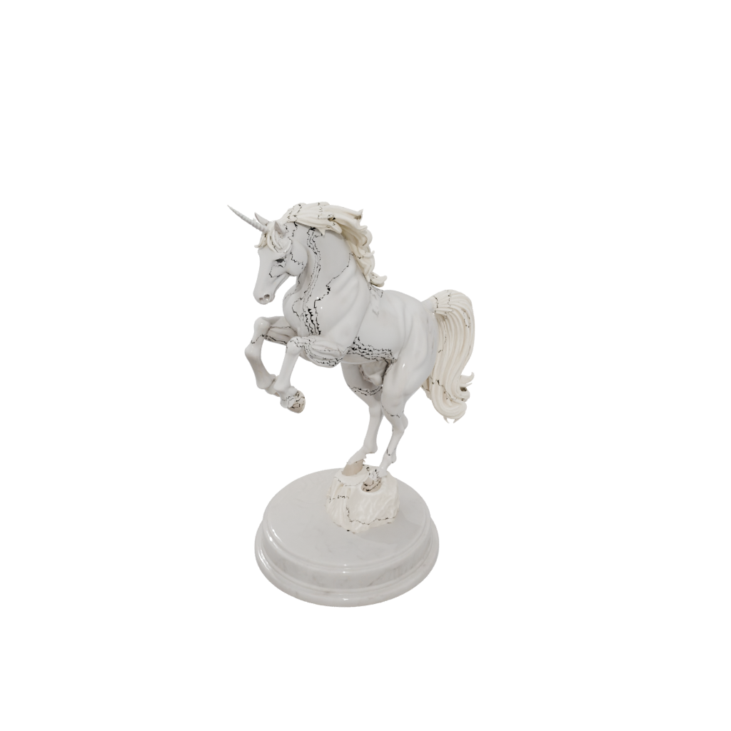 Marble Scene Unicorn Rearing Figure