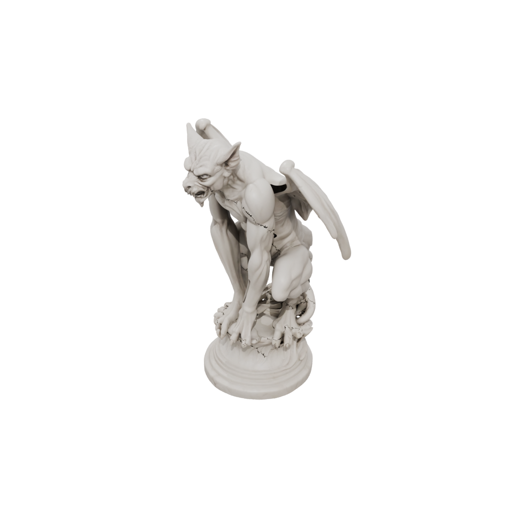 Marble Gargoyle On Pedestal