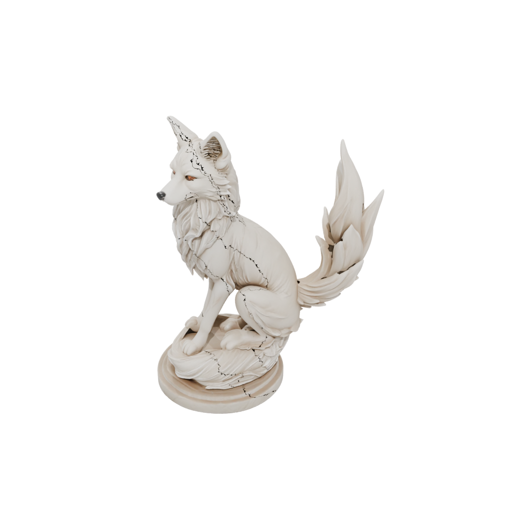 Marble Kitsune Nine-Tail Fox