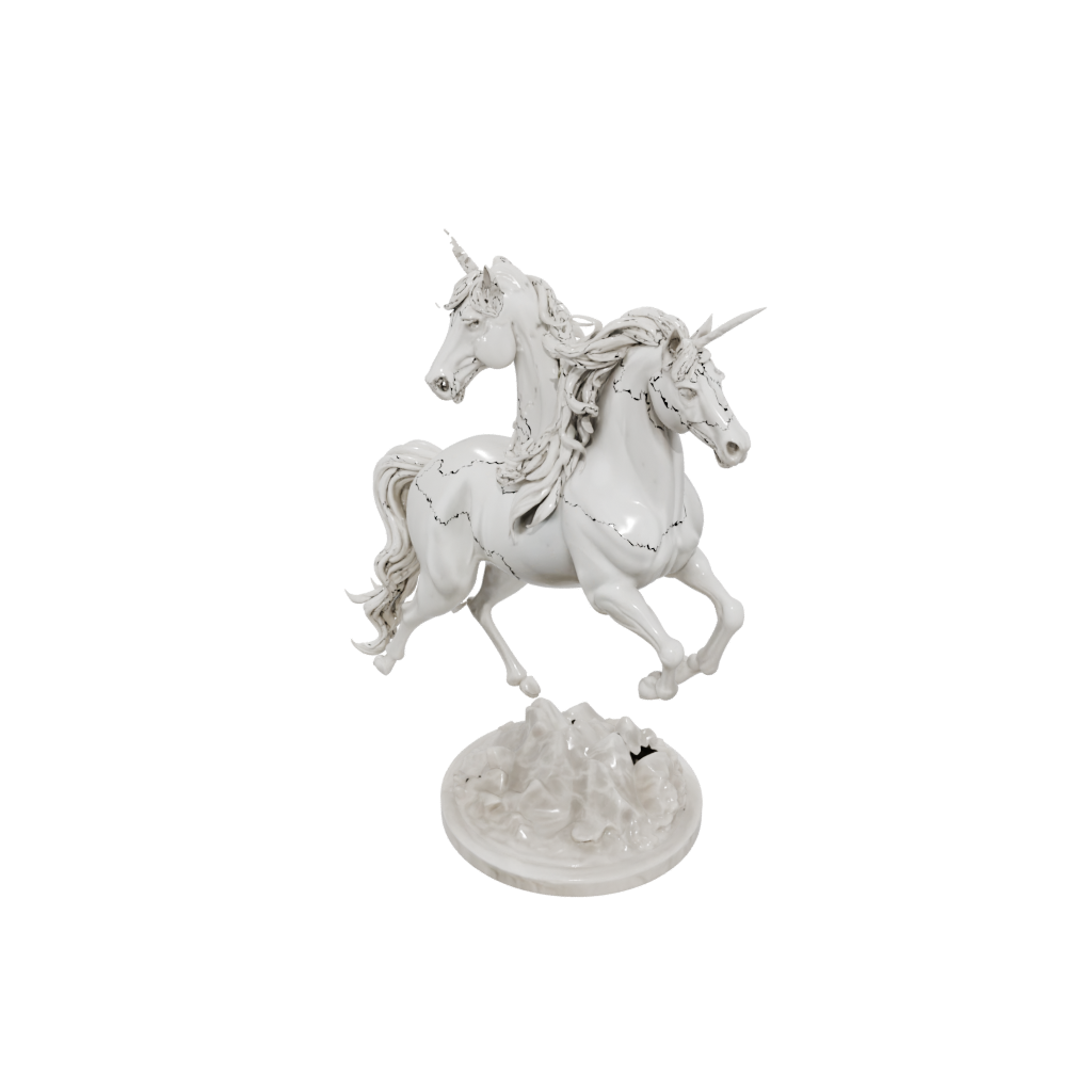 Marble Unicorn Rearing Figure