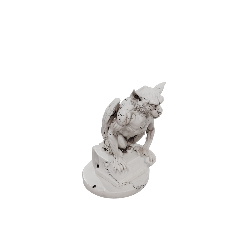 Marble Relief Gargoyle On Pedestal