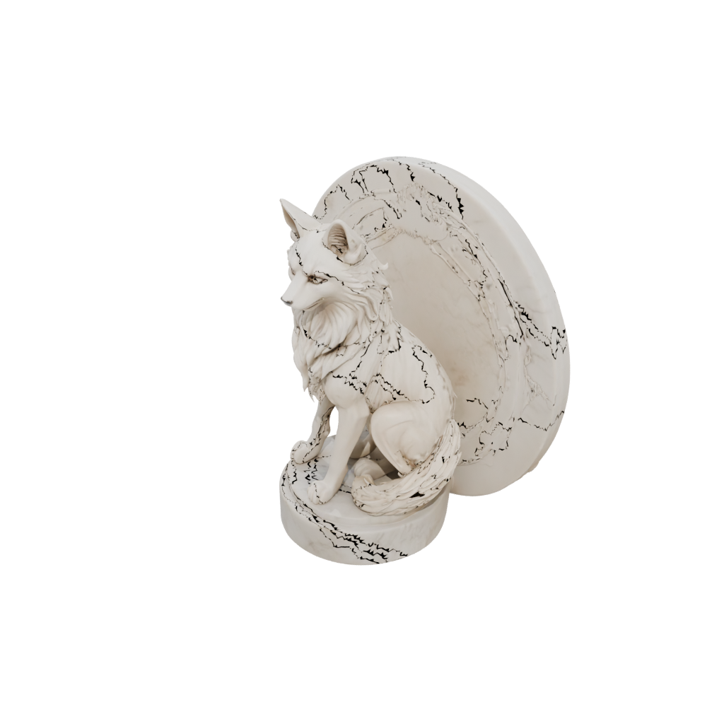 Marble Relief Kitsune Nine-Tail Fox