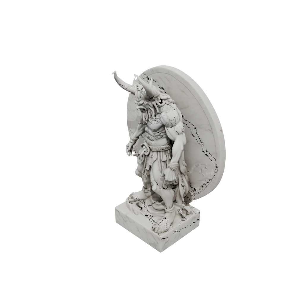 Marble Relief Oni Demon