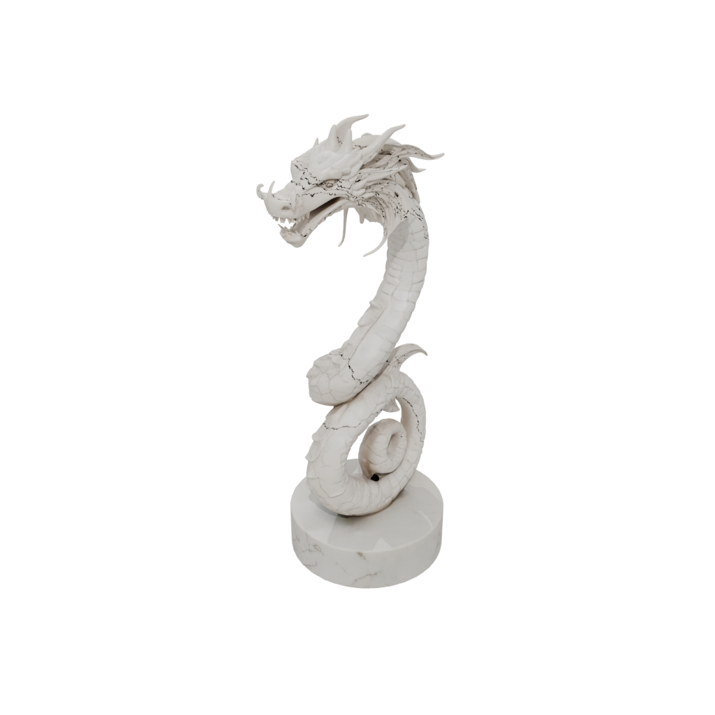 Marble Relief Sea Serpent Coiled Upright