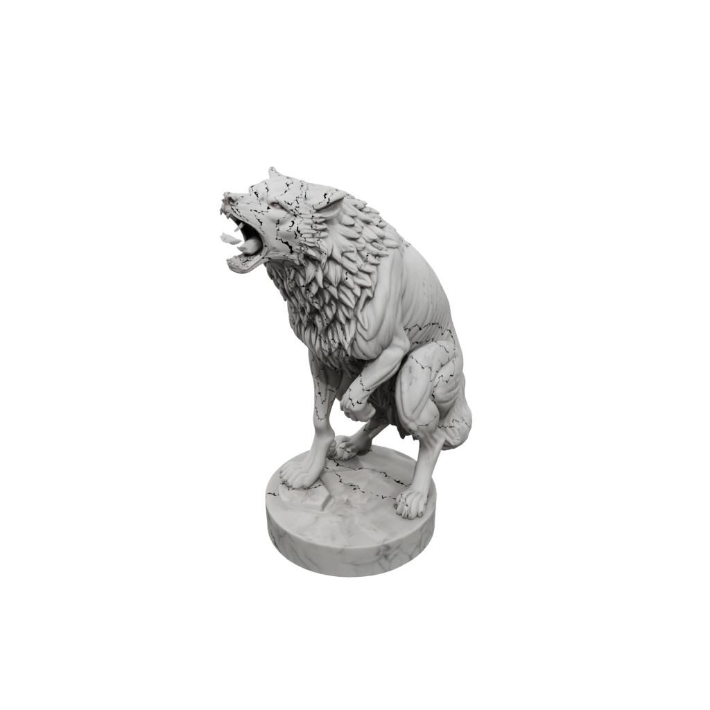 Marble Relief Werewolf Mid-Howl