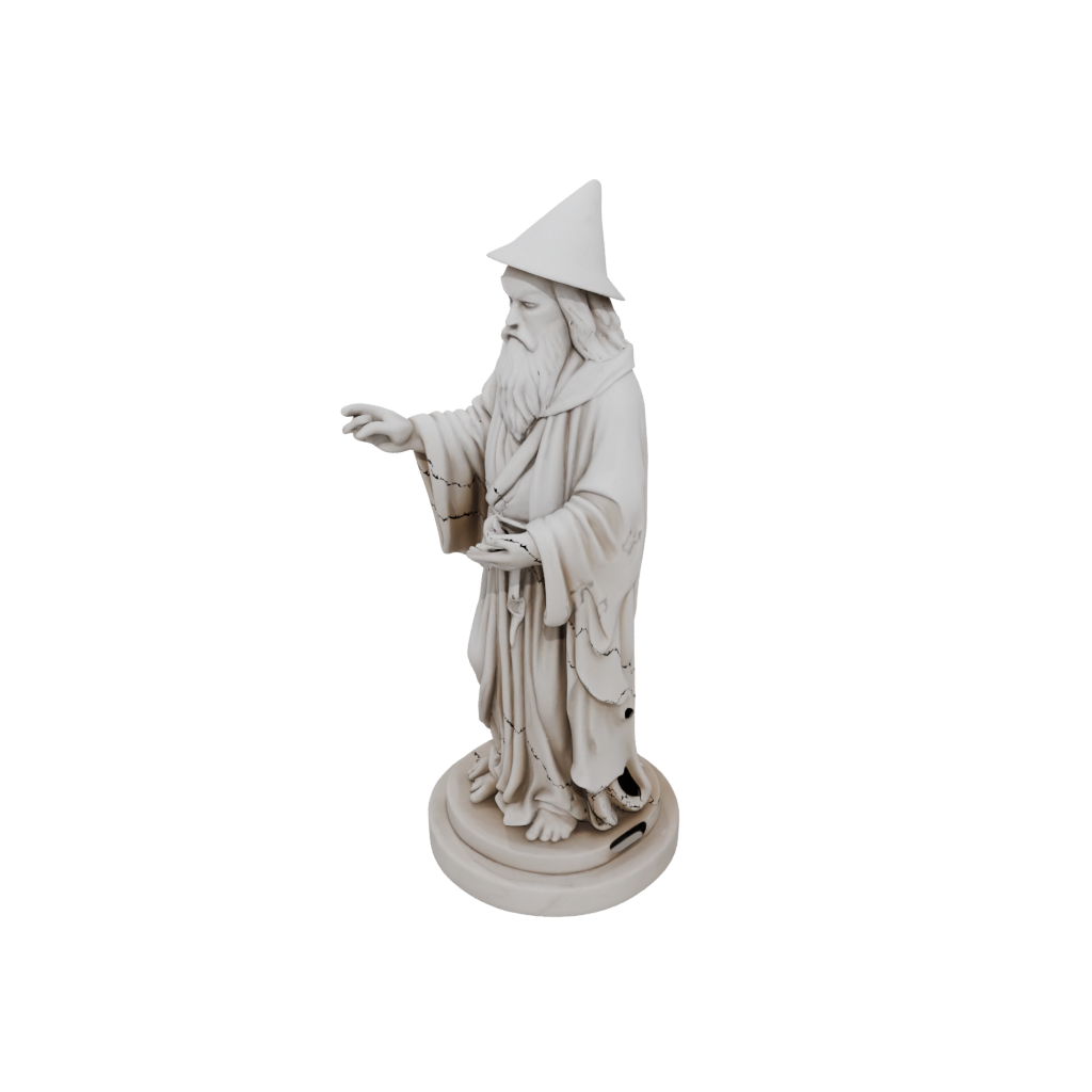 Marble Relief Wise Wizard Figure