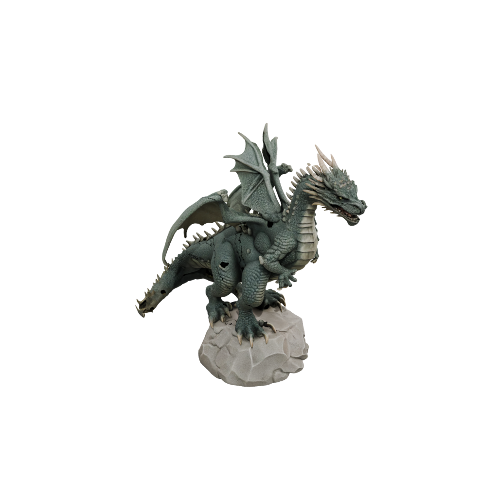 Mini Bust Ancient Dragon Perched On Rocks