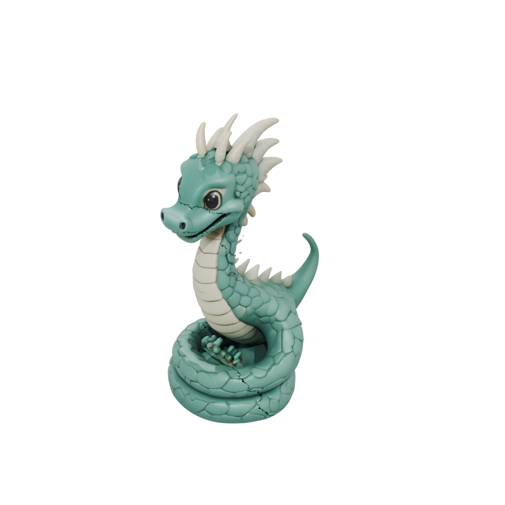 Mini Chibi Sea Serpent Coiled Upright