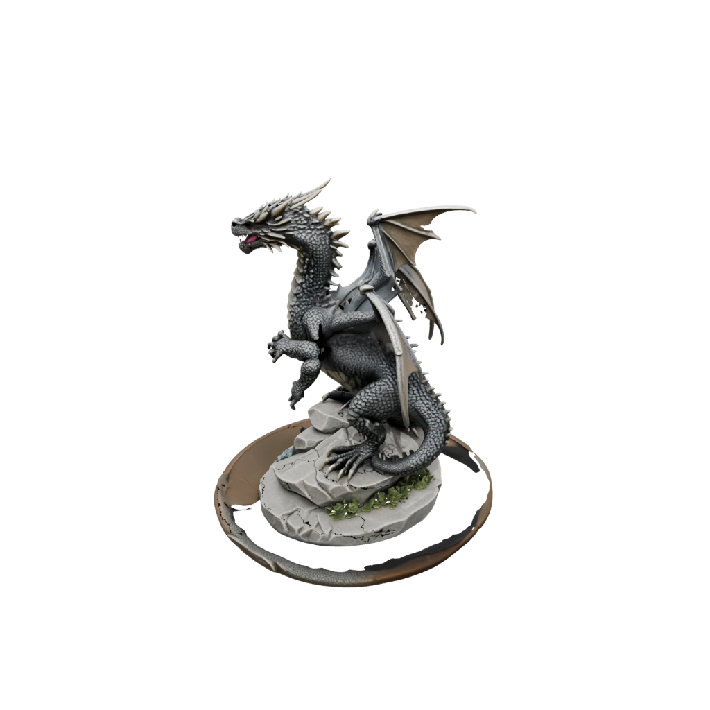 Mini Ancient Dragon Perched On Rocks