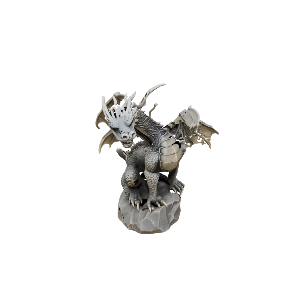 Mini Relief Ancient Dragon Perched On Rocks