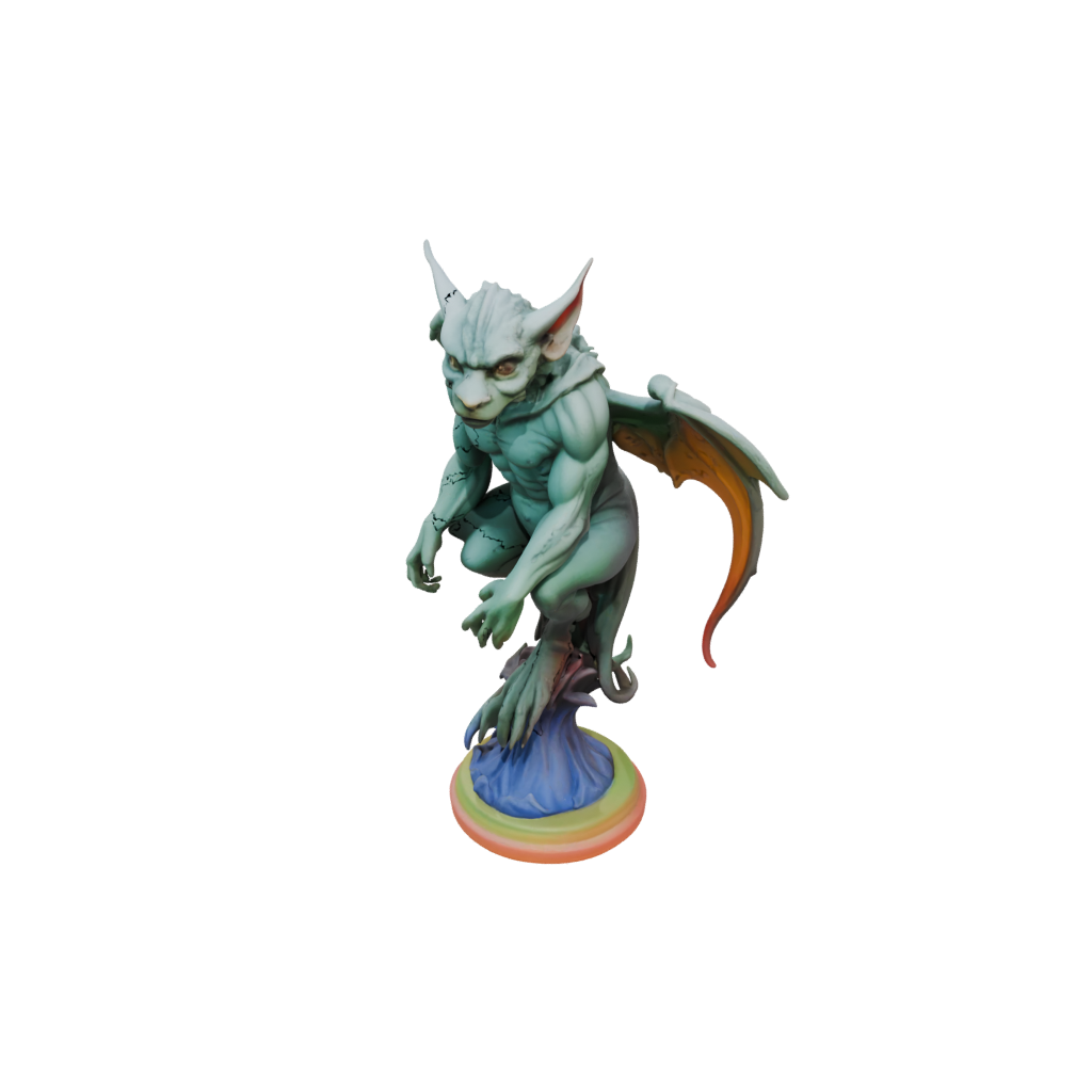 Neon Bust Gargoyle On Pedestal