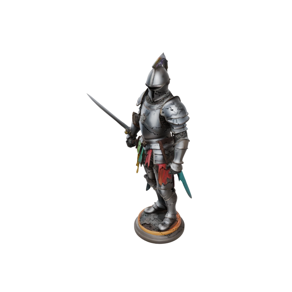 Neon Bust Medieval Knight Statue