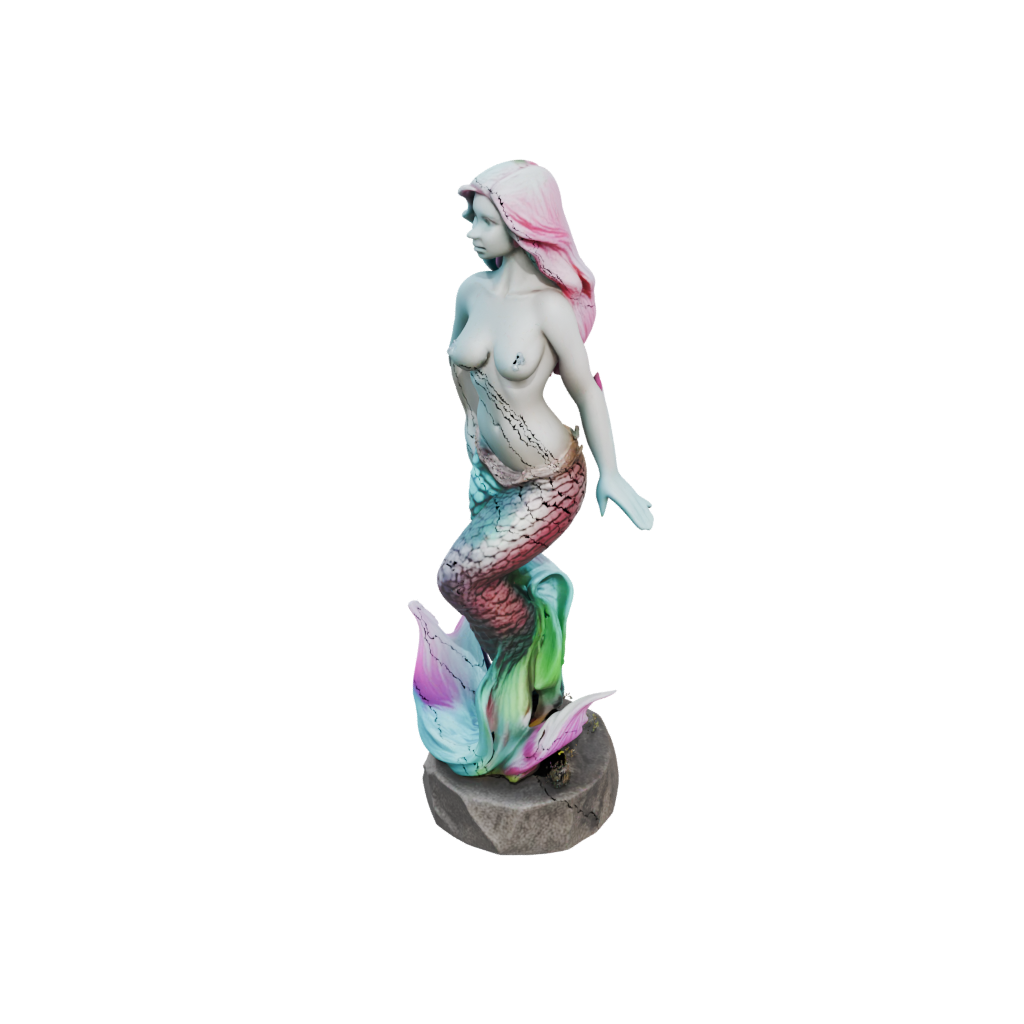Neon Bust Mermaid On A Rock