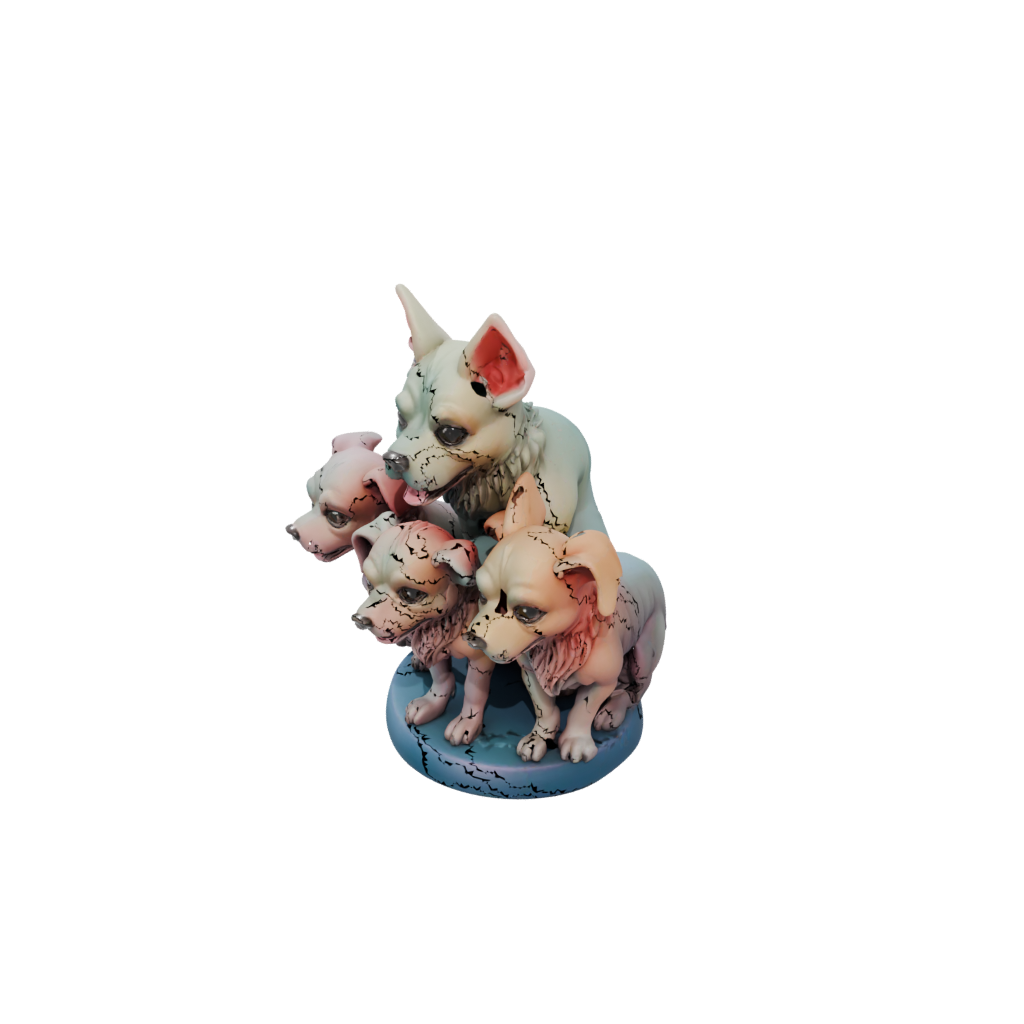 Neon Chibi Cerberus Three-Headed Hound