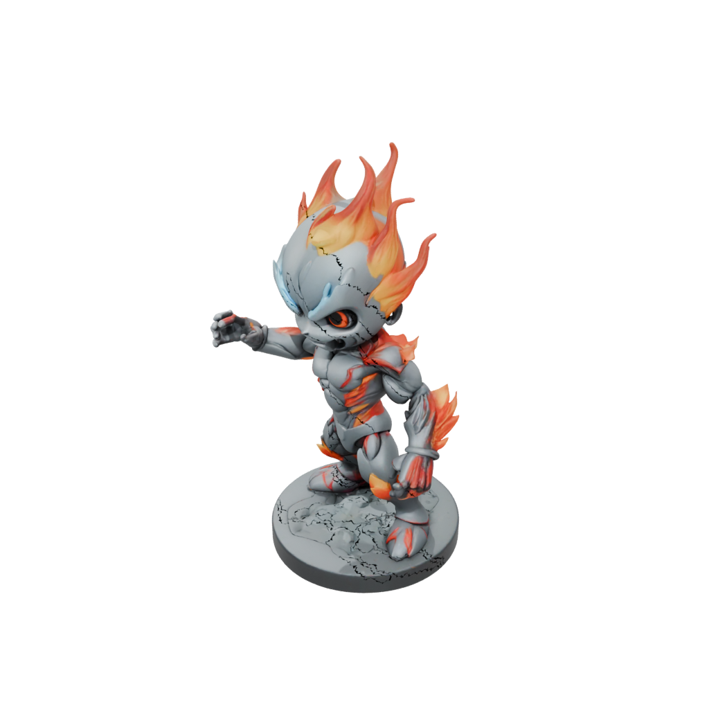 Neon Chibi Fire Elemental Titan