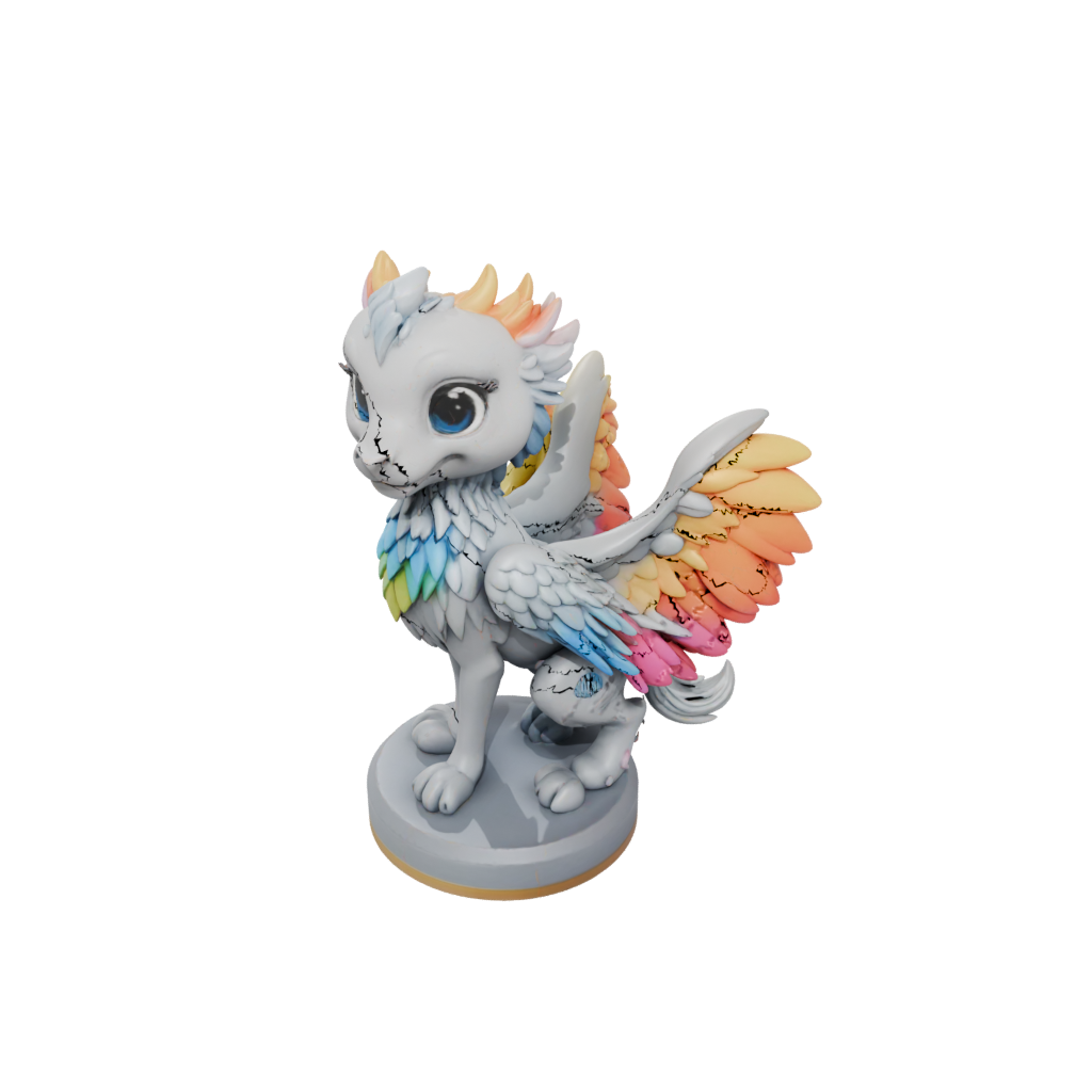 Neon Chibi Griffin Statue