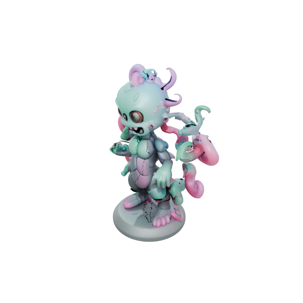 Neon Chibi Hydra Multi-Headed