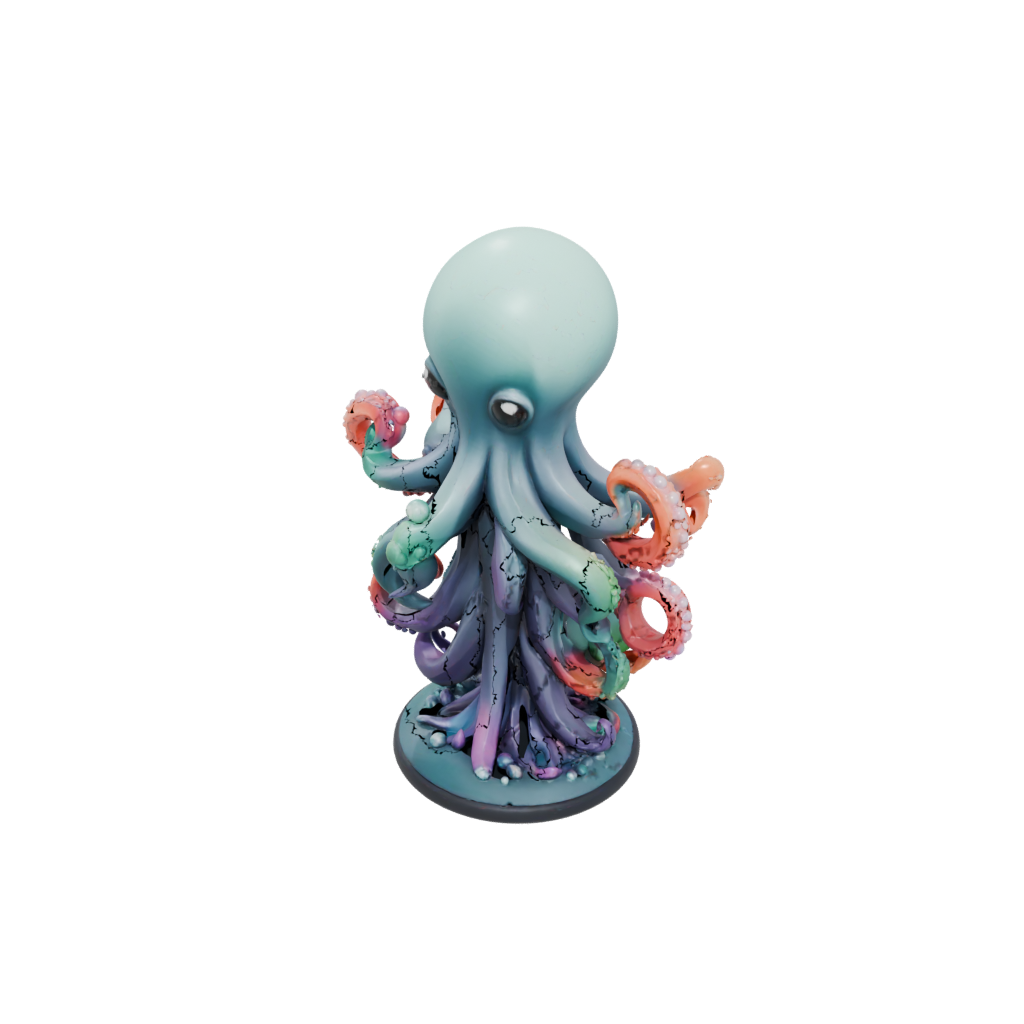 Neon Chibi Kraken Tentacle Sculpture