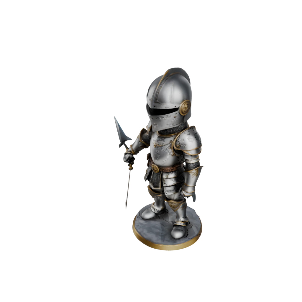 Neon Chibi Medieval Knight Statue